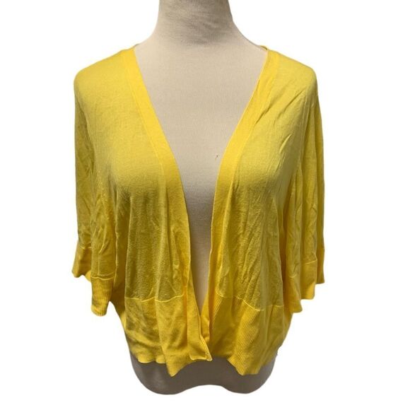 Lane Bryant Yellow Open Front Light Weight Sweater Sz 28 - Picture 1 of 4